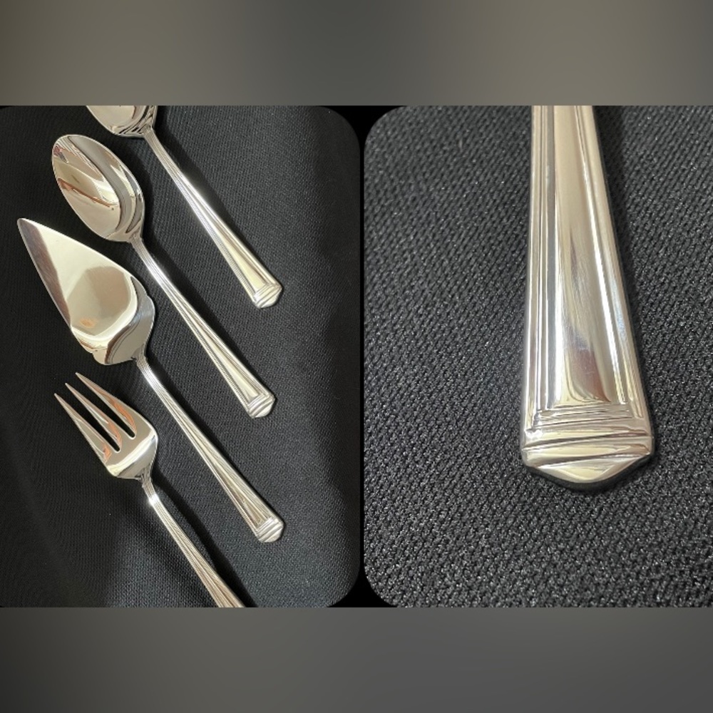 Lenox METROPOLITAN 18/10 Glossy NEW Server Set of 4: Fork,2 Spoons, Pie Pastry